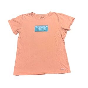 Life is Good "The Big 50" Tee, 50th Birthday, Peach Short Sleeve Tee, Large